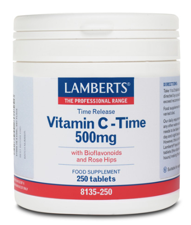 Vitamine C 500 mg Libération Prolongée avec Bioflavonoïdes et Cynorrhodon 250 Comprimés