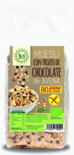 Muesli à l&#39;avoine et au chocolat bio sans gluten 425 gr