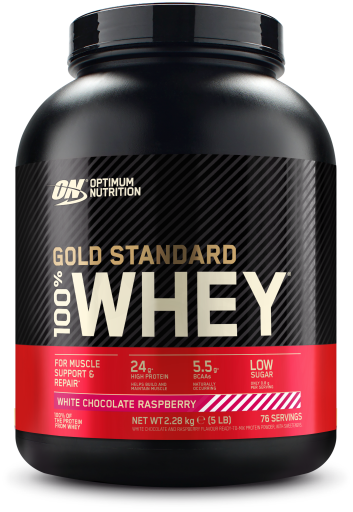 100% Whey Gold Chocolat Blanc Framboise Tardive 2.28 kg