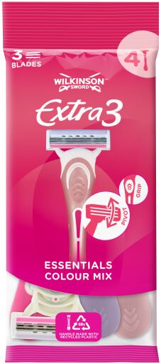 Rasoir Jetable pour Femme Extra 3 Beauty - 4 Unités