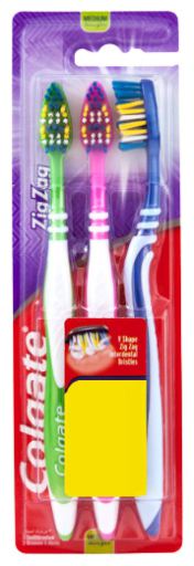 Zig Zag Brosse à Dents Moyenne 3 Pièces