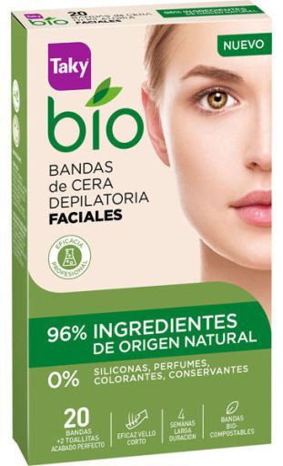 Bandes de cire pour le visage bio dépilatoire 20 unités