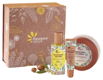 Coffret Argan : huile + baume lèvres + baume corps