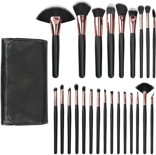 Ensemble de pinceaux de maquillage noirs 24 pièces