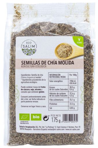 Graines de chia moulues bio 175 gr