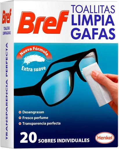 Lingettes nettoyantes pour lunettes 20 unités