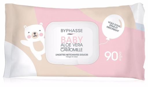 Lingettes Nettoyantes Bébé Aloe Vera Extrait de Camomille 90 unités