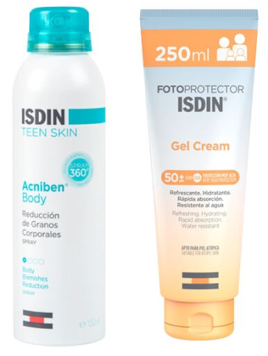 Gel Crème Photoprotecteur SPF 50+ 250 ml + Acniben Body Spray 150 ml