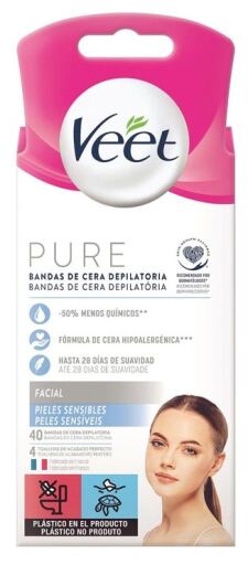 Pure Bandes de Cire pour le Visage Peaux Sensibles 40 Unités