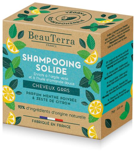 Shampoing Solide Menthe et Ecorce de Citron 75 gr