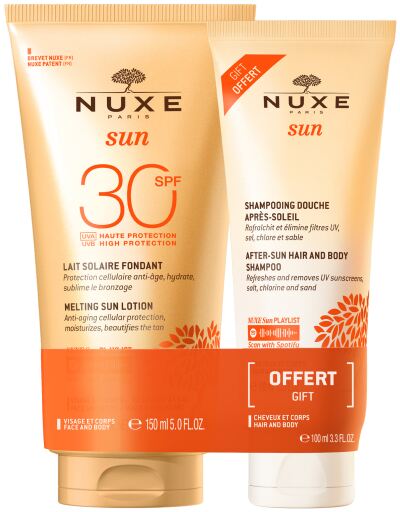 Sun Duo Lait Solaire SPF 30 et Shampoing Gel Douche Après-Soleil 2 Pièces