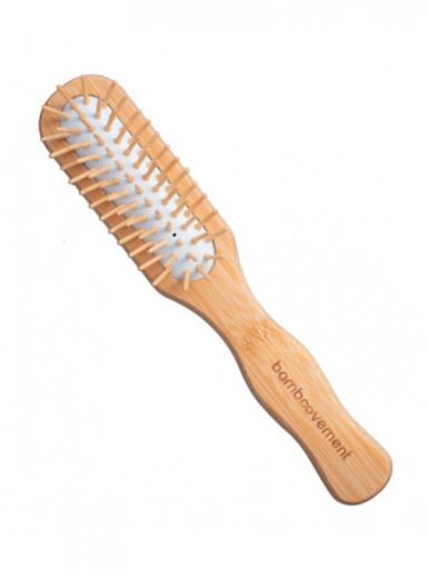 Brosse à cheveux allongée en bambou