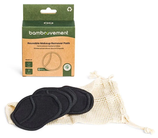 Tampons Démaquillants en Coton de Bambou Noir 6 Unités