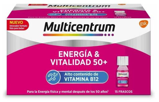 Multicentrum Énergie &amp; Vitalité Saveur Framboise 15 Ampoules