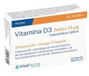 Vitamine D3 25 mcg (1000Ui) 30 Gélules