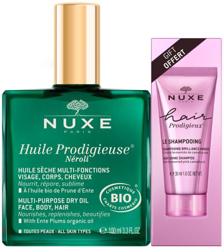 Huile Prodigieuse Néroli 100 ml + Shampoing Brillance Prodigieux Cheveux 30 ml