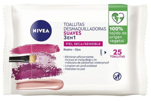 Lingettes démaquillantes douces 3 en 1 25 unités