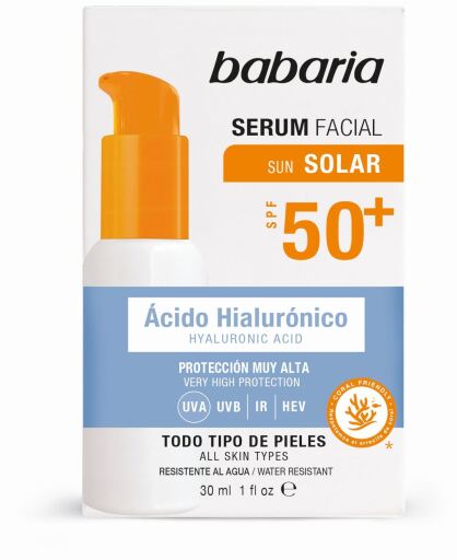 Sun Sérum Facial à l&#39;Acide Hyaluronique Solaire SPF50+ 30 ml