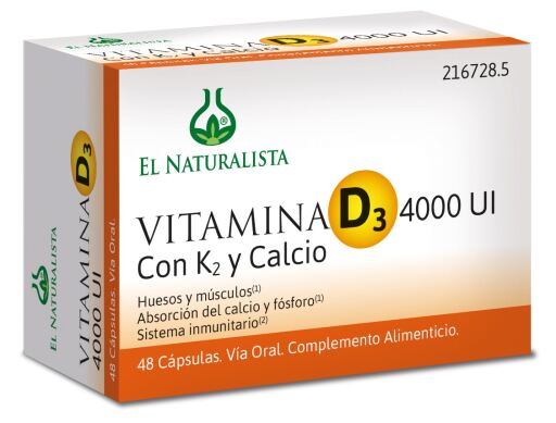 Vitamine D3 4000 Unités K2 Calcium 48 Gélules