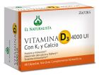 Vitamine D3 4000 Unités K2 Calcium 48 Gélules