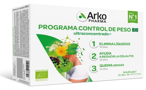 Arkofluido Bio Programme Contrôle du Poids 30 Ampoules x 10 ml