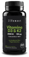 Vitamine D3 + K2 Cholécalciférol (2000 UI) &amp; MK-7 (150 μg) 200 Perles